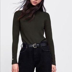 Zara basic turtleneck sweater in khaki